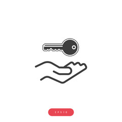 hand and key, sace key Vector İcon, Eps10