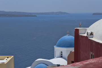 View of the sea from the tops of the island of Santorini