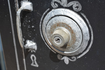 Vintage Silver Safe Lock Up Close
