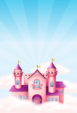 Pink fairy castle background