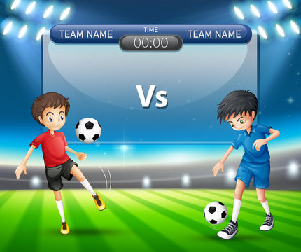 Soccer match with players concept