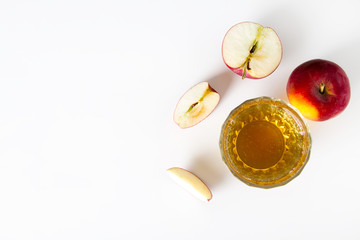 Fresh apple juice on a white background. Food concept