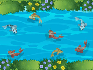 Naklejka na ściany i meble Fish swimming in a stream