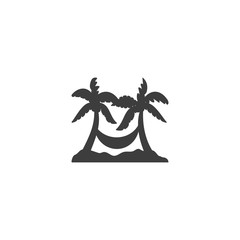 Tropical tree and hammock Vector İcon, Eps10