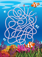 Underwater maze with clown fish