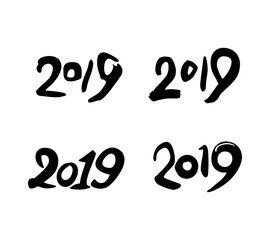 Set of four blot figures 2019 to the calendar of the coming year. Vector template design.