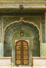 The Leheriya gate( the waves gate) in the City Palace,  Jaipur Rajasthan,India. The gate is on the...