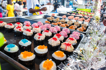Sushi shop at the market.