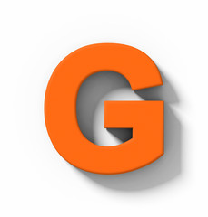 letter G 3D orange isolated on white with shadow - orthogonal projection