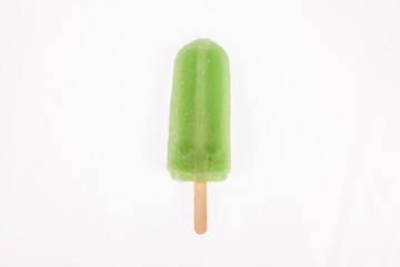 Tasty and refreshing popsicles on white background