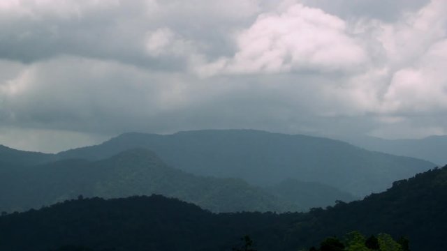 Timelapse of hilly landscape Cameron Highlands Malaysia