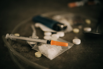 Asian men are drug addicts to inject heroin into their veins themselves.Flakka drug or zombie drug...