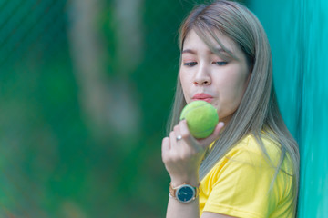 Cool Asian hipsters girl wear yellow dress posing for take a photo,lifestyle of modern woman,Thai people in hippie style,Chill day for relax