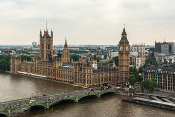 Fototapeta na wymiar The Palace Westminster or The Parliament with the River Thames in London, United Kingdom