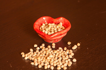 Сhickpeas in a red bowl