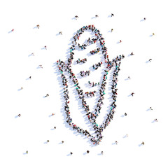 A lot of people form corn, farming, icon . 3d rendering.