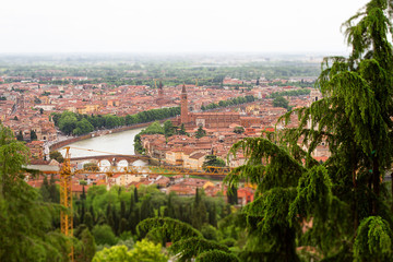 Image view of Verona, tourist center of Italy. Summer time.