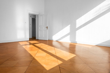 empty room  with wooden parquet floor - real estate interior