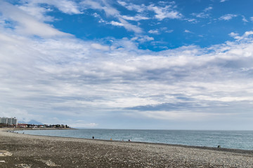 beautiful view of the black sea coast on a cloudy summer day