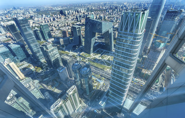 Three Big Skyscrapers World Trade Center Z15 Guomao Beijing Chi - obrazy, fototapety, plakaty