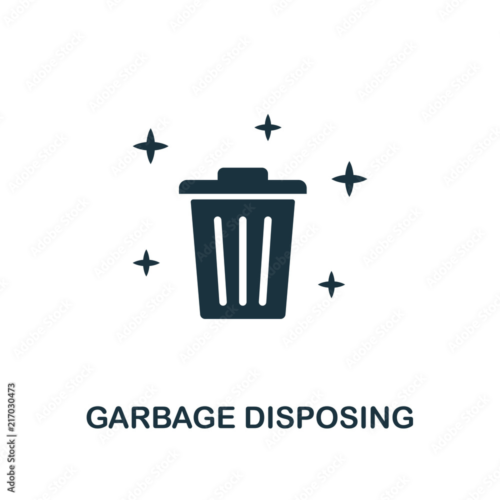 Poster garbage disposing icon. line style icon design from cleaning icon collection. ui. illustration of ga