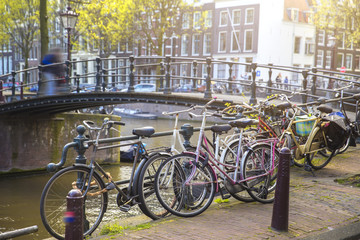 Obraz premium Traditional old buildings in Amsterdam