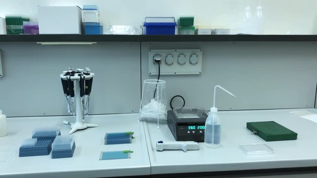 Laboratory bench for micro biology time-lapse no ppl
