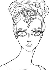 The girl with a decoration on her head black and white (13)