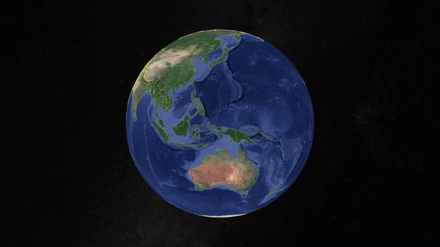 Solomon Islands with flag. 3d earth in space - zoom in Solomon Islands outer, created using ultra high res NASA