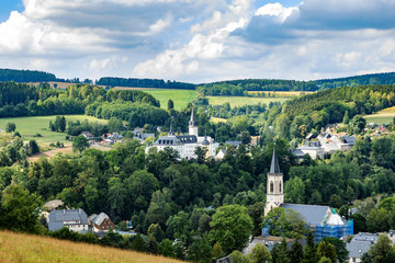 Fototapeta na wymiar City view of Neuhausen Erzgebirge