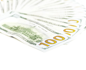 Close up of dollar bills or banknotes.
