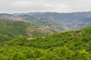 Scenic landscape view in Albanian Deje mountain.