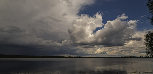 Sky clouds and lake