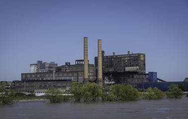 Twentieth century factory along the river