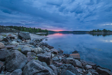 sunrise on lake Ladoga ,Karelia, Russia