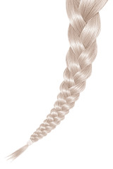 Braid made from blond hair, isolated over white