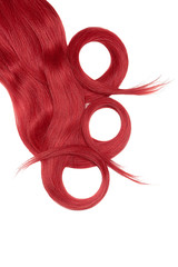 Swirled red hair on white background