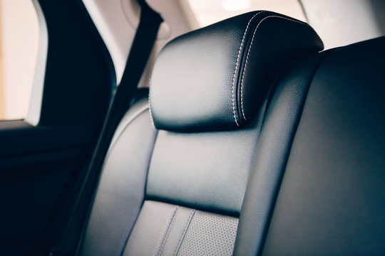 Car Headrest Leather Upholstery Detail