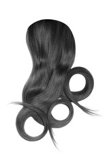 Swirled black hair on white background