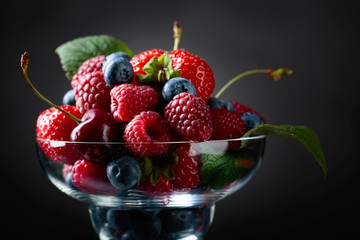 Berries closeup colorful assorted mix.