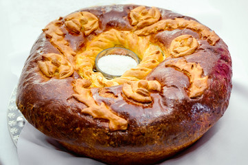 Homemade white bread with salt. Russian traditions.