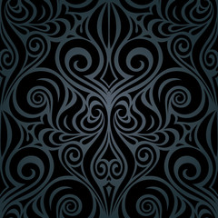 Black Floral decorative vintage damask Background trendy fashion wallpaper design
