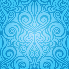 Blue vector decorative background tribal ornamental wallpaper Vintage pattern design