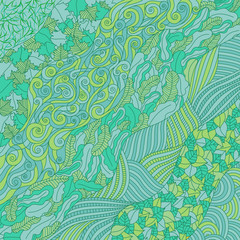 Autumn Pattern blue-green and turquoise