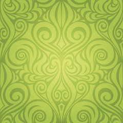 Green Floral Easter Decorative ornate pattern vintage wallpaper vector spring design backround