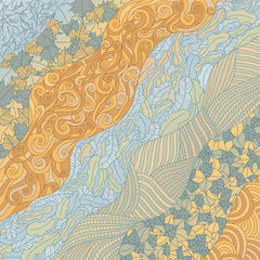 Autumn Pattern blue and yellow pastel
