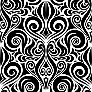 Black & White tribal tattoo graphic floral design