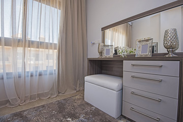 Interior design of bedroom dressing table in house