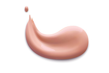 Cosmetic liquid foundation cream smudge smear strokes. Make up template smears isolated on white background.