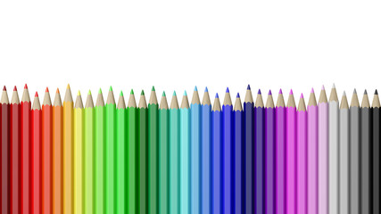 Rainbow of Colorful Pencils Aligned